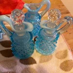 Vintage Blue Glass Decanter Set